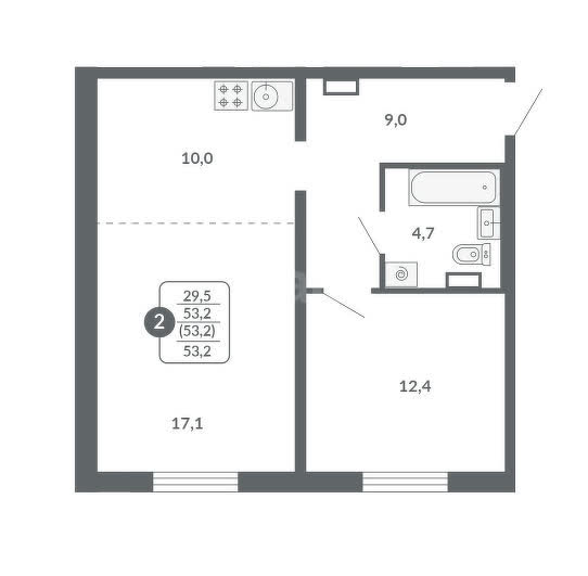 планировка квартиры 53 м2